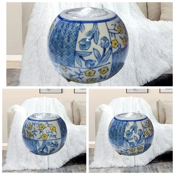 Centrum ~Ceramic Ball Tealight Holders White, Blue with Flowers and Cand… - Picture 2 of 4